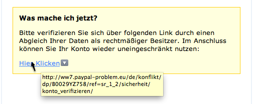 So sieht der Phishing Link aus